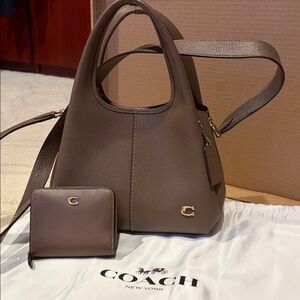 Coach Tan Leather Shoulder Bag with Pouch